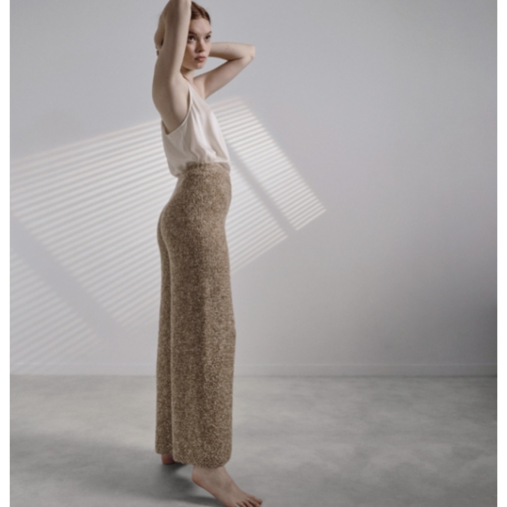 Lunya Silk Boucle (Cashmere) Wide Leg Pants in Ritual Beige Marl, Size XS